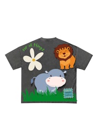 a t - shirt with a lion and a flower on it